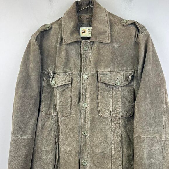 Wilsons Leather Men's Suede Button-Up Jacket Size M Brown - Picture 3 of 8